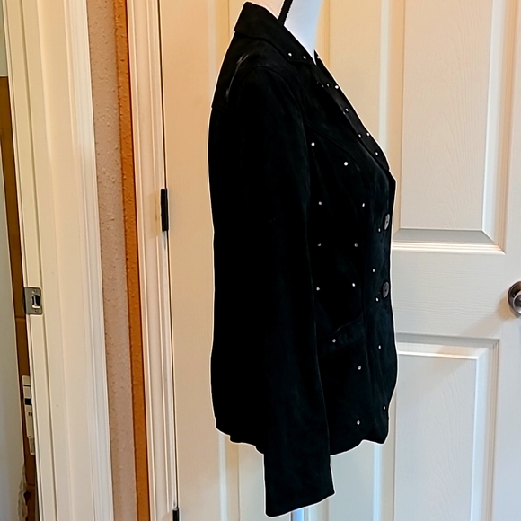 Mark Alan Rhinestone studded Genuine Black Suede Blazer - Picture 4 of 14